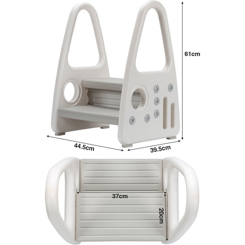 Hengda Gradino per bambini - 2 gradini - In polietilene ad alta densità -  Per bagno, toilette - Grigio