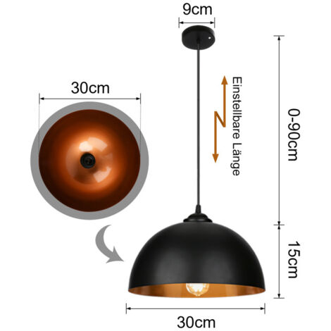2x paralume a sospensione LED E27 zoccolo lampada a sospensione apparecchio di illuminazione a