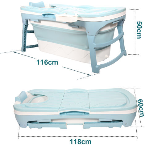 Hengda Vasca da bagno pieghevole 118 cm Vasche da bagno portatili per adulti  con coperchio, ripiano