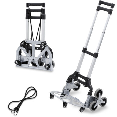 Carrello Pieghevole Per Scale In Alluminio – Portata 75kg, Ruote Triangolari, Regolabile In Altezza