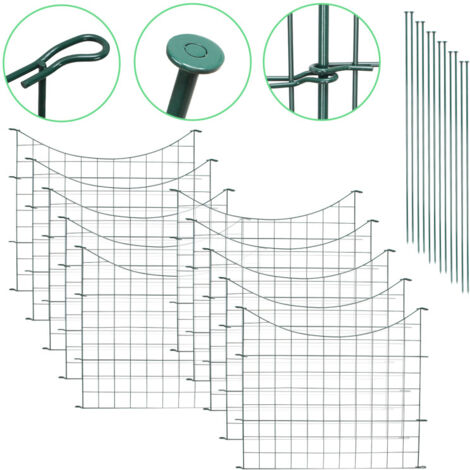 Recinzione Per Laghetto Con Archi - Verde, Metallica, Set Da 11 Pezzi (5 Pannelli + 6 Pali) - Foto 6