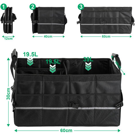 Hengda Organizzatore per bagagliaio auto, borsa pieghevole per bagagliaio  auto con vassoio portaoggetti portatile regolabile