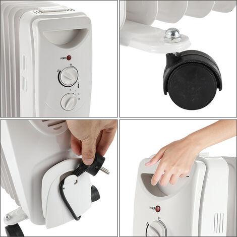 Hengda Radiatore a bagno d'olio-Riscaldatore elettrico portatile Timer-2000W-3  impostazioni di calore-Termostato
