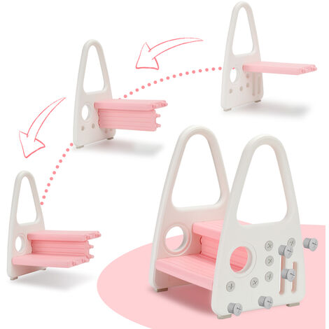 Sgabello per bambini con struttura triangolare stabile, Scaletta multiuso  con design antiscivolo, Blu - Costway