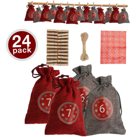 WECUTE Calendario dell'Avvento fai da te,Calendario Dell'avvento 2024 con 24 sacchetti, Calendario avvento fai da te per Bambini Donna Uomo