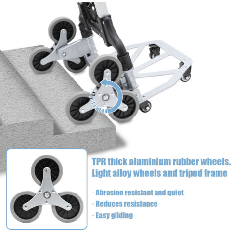 Carrello Porta Scale 2 In 1 Con Ruote Triangolari – Capacità 158 Kg – Pieghevole Con Manico Regolabile E Cordoncino Elastico - 3