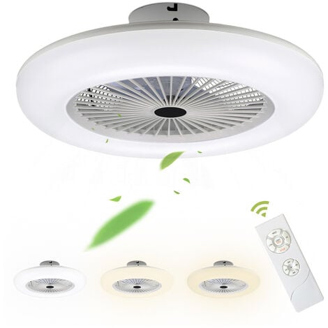 Hengda Ventilatore a soffitto con led Bianco - Tondo con telecomando  multifunzione regolazione intensita' e temperatura