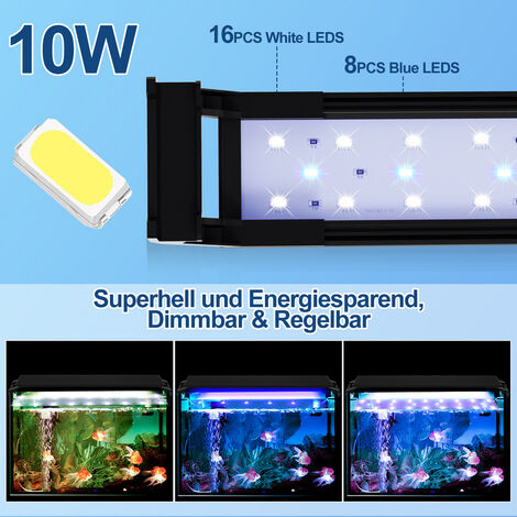 Hengda Blu bianco LED acquario luce pesce pianta lampada, 35-50cm, 10W