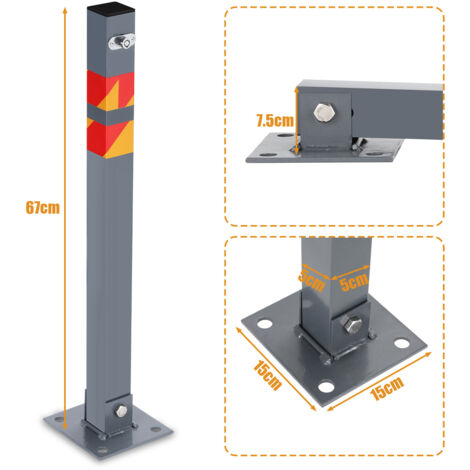 Barriere Parcheggio Pieghevoli ECD Germany - Set Da 5 Pali Rotondi In Acciaio Con Serratura - Foto 9