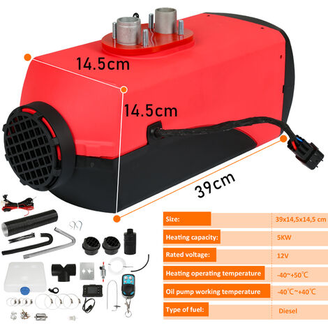 Hengda Riscaldatore diesel 12V 5KW riscaldatore d'aria con silenziatore e  interruttore LCD schermo Kit completo