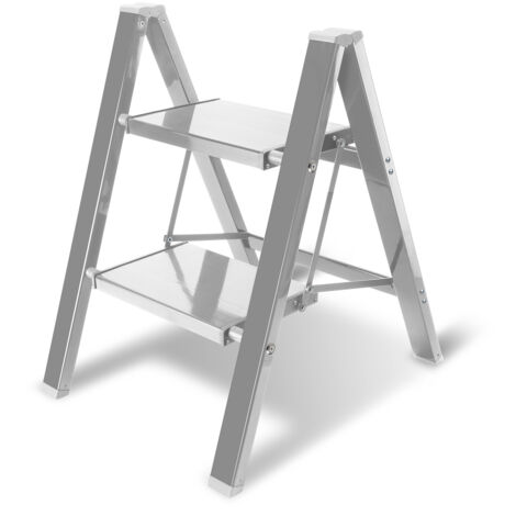 Scala Pieghevole In Alluminio Leonardo 2+1 - Portata 150kg, EN 131, Antiscivolo - Per Casa E Lavoro - Foto 10