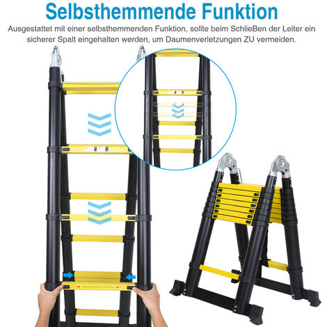 Izrielar - Scala telescopica da 3,8 m, pieghevole, multiuso, in