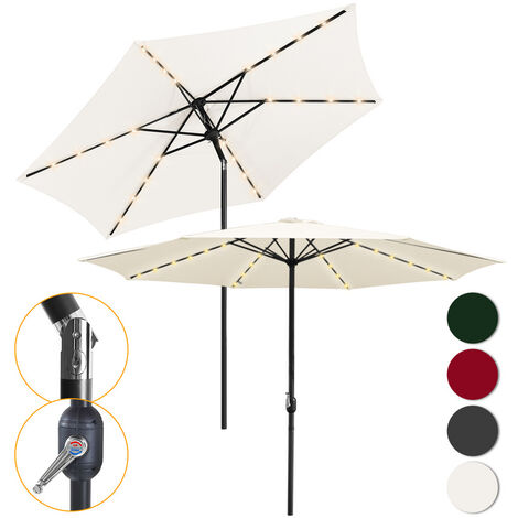 Ombrellone per balcone e giardino 350 cm, ombrellone diritto con 40 LED solari, protezione UV 50+, telo in poliestere, manovella, verde | Leroy Merlin