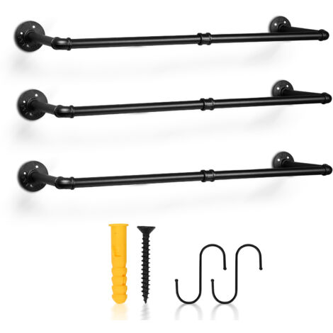 Appendiabiti A Parete SONGMICS Stile Industriale - 112 Cm, Nero, Per Piccoli Spazi, Carico 60 Kg