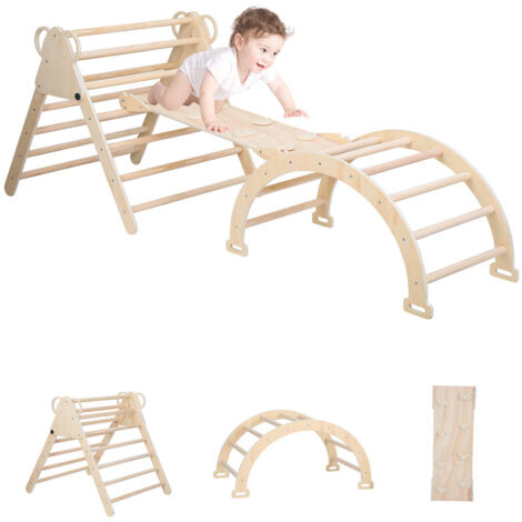 Set Montessori 3 In 1: Triangolo Arrampicata Con Scivolo E Rampa Pieghevole Per Bambini 1+ Anno - 2