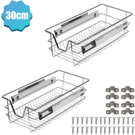 VINATO Set Da 2 Cassetti Estraibili Per Cucina – Telescopici, Senza Trapano, Ventose, Regolabili 39,5-56,5 Cm