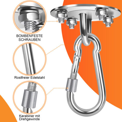 Gancio Da Soffitto LUZOON In Acciaio Inox - Portata 450kg, Rotazione 360° Per Sacco Da Boxe, Altalene E Amache - Foto 7