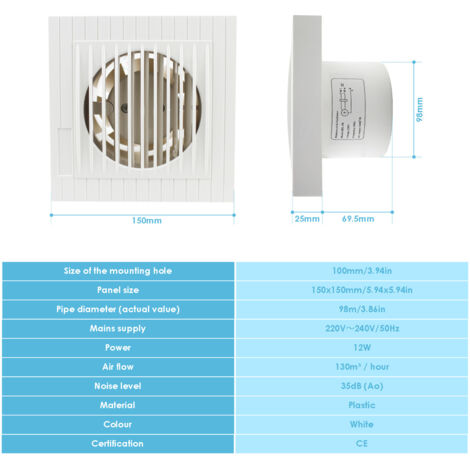 Ventilatore Da Bagno 100 Mm Con Timer E Impermeabile – Nero, Modello XIIW