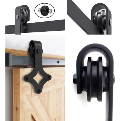 Sistema Per Porte Scorrevoli Wolfbird - Binario 183 Cm Con Guida A Pavimento - Portata 150 Kg - Nero - Foto 10