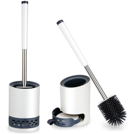 Scopino WC Silicone con Portascopino,Scopettino Bagno e Porta Scopino,Scopini  Water Scopino per WC Spazzolino Spazzolone,Spazzola da Parete (Muro)  Sospeso/In Piedi,Acciaio Inox Toilet Brush Set Bianco : : Casa e  cucina