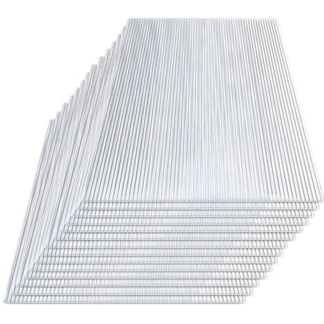 Jago® Lastra di Policarbonato - Set da 15, a 2 Pareti, 121 x 60,5 cm, Spessore 4 mm, 11 m², UV Resistente, Trasparente - Pannello, Piastra di Policarbonato, Alveolare, per Serra