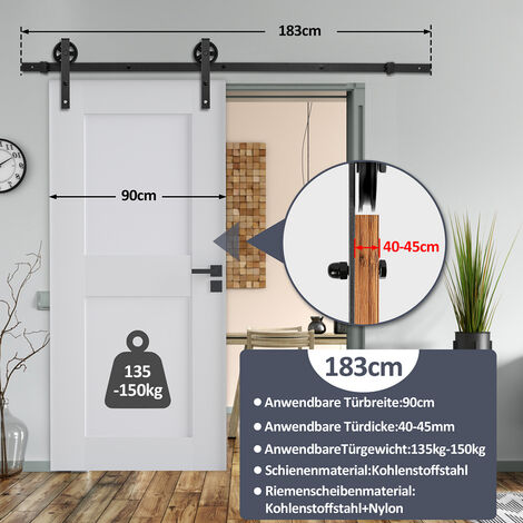 Hengda Sistema per porte scorrevoli Sistema a binario con binario da 183 cm  per porte fino