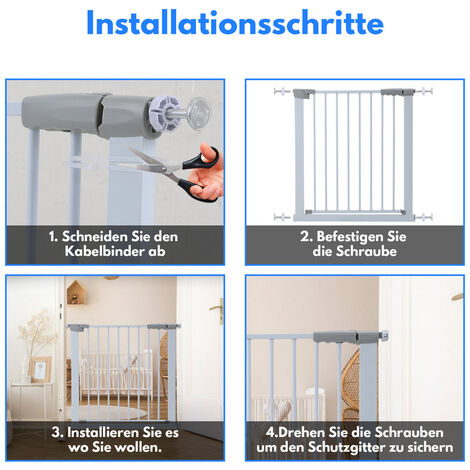 Hengda Cancelletto di sicurezza 75-82cm per porte o scale Senza  perforazione 90° Stop Auto-Close