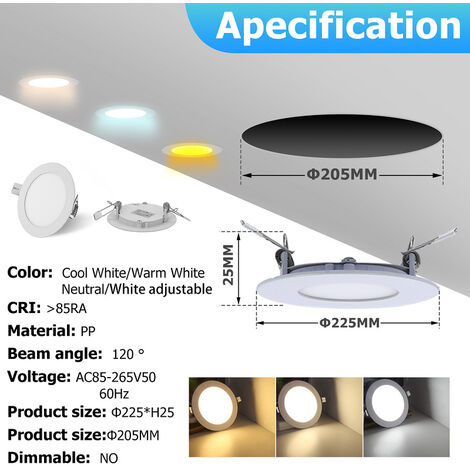 Hengda Spot LED encastré, panneau led, spot encastrable de salle