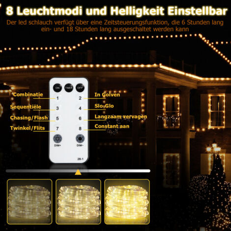 Tubo Luminoso A LED Da Esterno Catena Luminosa Rete Luminosa Giallo-20m - 3