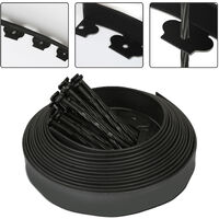 Hengda Flexible Plastic Lawn Edging Garden Edging Border Fence, 40m Height 5cm Black Lawn Path Edg with 120 Strong Securing Anchor Pegs