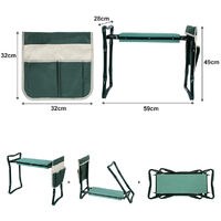 Hengda Foldable Garden Stool, Foldable Garden Kneeler Bench, Foldable Seat Knee Bench with 1 Work Bag, 4x Tools,Green