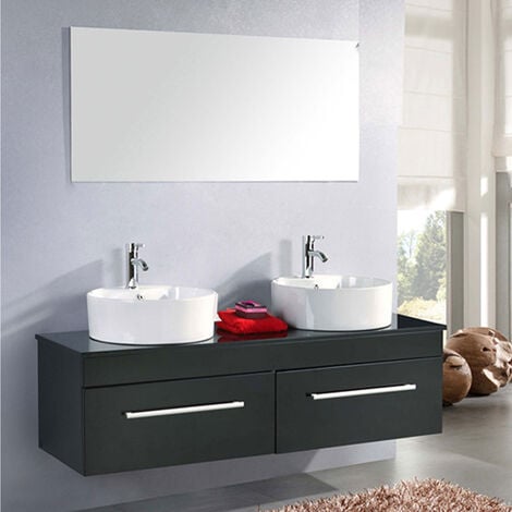 Juego de baño pequeño: mueble de colgar, lavabo, espejo, 40 cm