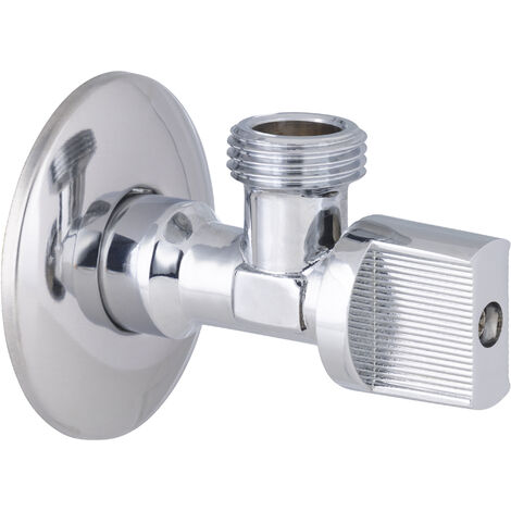 Noyon & Thiebault – Robinet équerre d'arrêt 1/4 tour chromé – Rosace finition 56mm – Arrivée mâle 15x21 – Sortie mâle 15x21 pour isolation eau - M15x21