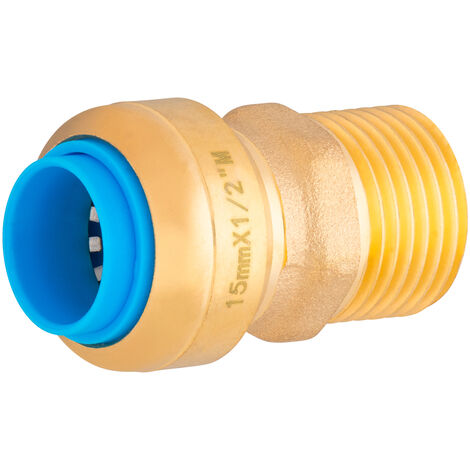 Noyon & Thiebault – Raccord automatique mâle TOUT PUSH 15mm – Sortie 1/2 – Compatible PER, multicouche, cuivre – Installation sans outil - M15x21