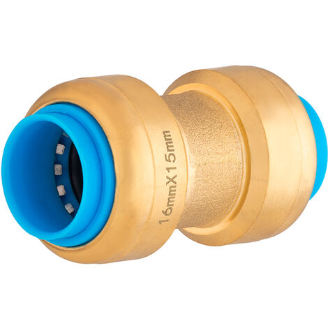 Noyon & Thiebault – Raccord laiton jonction réduite automatique TOUT PUSH Ø16 - Ø15 – Compatible PER, multicouche et cuivre – Installation sans outillage