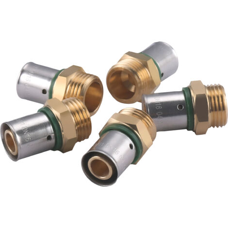 Noyon & Thiebault – Raccord mâle à sertir pour tube PER Ø16 – M15x21 (1/2) – Laiton conforme NF 545 – Étanchéité parfaite avec bague inox (1/5)