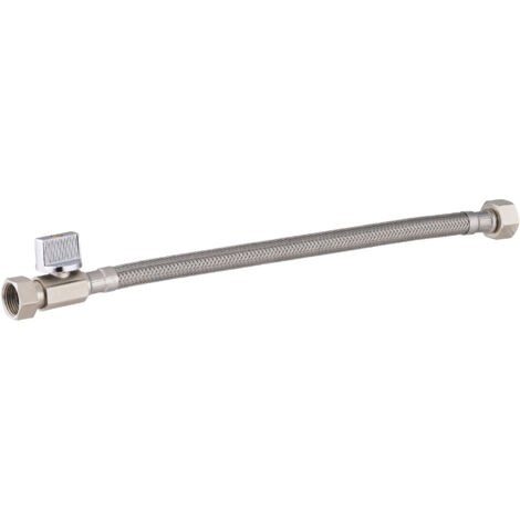 Flexible et mini vanne 1/4 de Tour Femelle - pièce détachée MINI VANNE D'ARRET 1/4 TOUR F 3/8 AVEC FLEXIBLE SERTI F 3/8 BROCHABLE