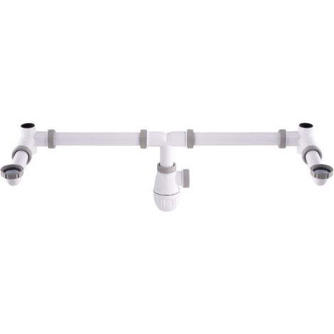 Nt Noyon & Thiebault – Tubulure gain de place pour 2 vasques – Siphon déporté ajustable 260 à 860 mm – Raccord 1'1/4 – Débit 39 litres/minute (1/2)
