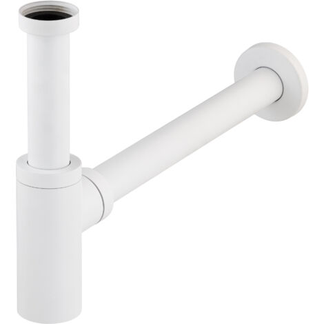 Noyon & Thiebault – Siphon de lavabo rond en laiton 1'1/4 – Finition blanc mat – Raccordement bonde 33x42 mm – Culot dévissable pour nettoyage facile