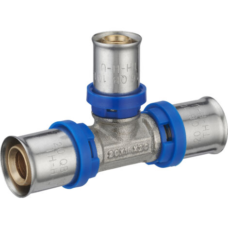 Noyon & Thiebault – Té réduit à sertir pour tube multicouche Ø26 – Ø16 – Ø26 – Pression max 10 bar – Température 0°C à 95°C – Compatible mâchoires TH/H