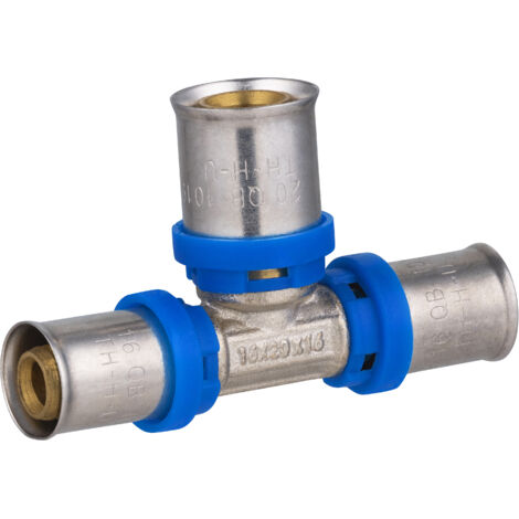 Noyon & Thiebault – Té réduit à sertir pour tube multicouche Ø16 – Ø20 – Pression max 10 bar – Inserts laiton avec joints EPDM – Compatible chauffage et sanitaire