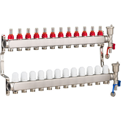 Collecteurs en inox pour Plancher Chauffant Rafraichissant NOYON & THIEBAULT 12 circuits