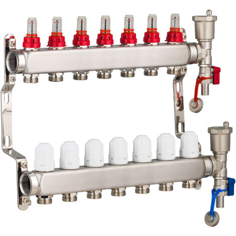Collecteurs en inox pour Plancher Chauffant Rafraichissant NOYON & THIEBAULT 7 circuits