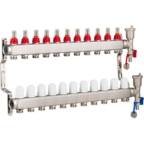 Collecteurs en inox pour Plancher Chauffant Rafraichissant NOYON & THIEBAULT 11 circuits
