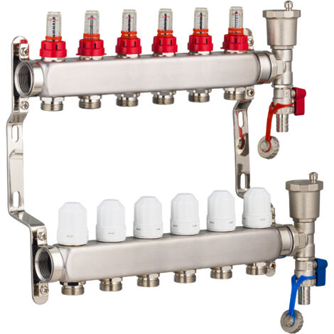 Collecteurs en inox pour Plancher Chauffant Rafraichissant NOYON & THIEBAULT 6 circuits (1/4)