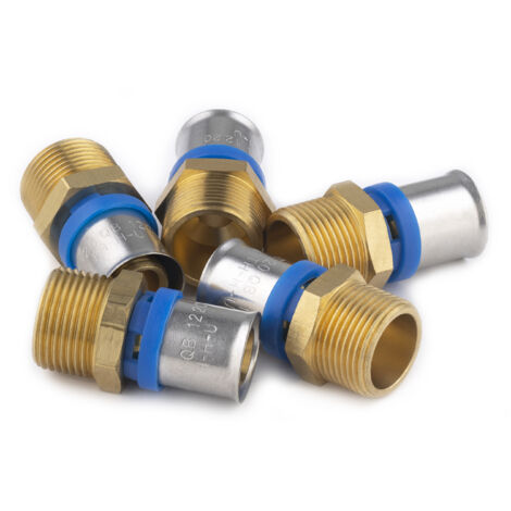 Noyon & Thiebault – Raccord mâle à sertir pour tube multicouche Ø20 – M20x27 (3/4) – Pression max 10 bar – Installation par sertissage – Lot de 5