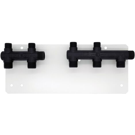 Noyon & Thiebault – Platine collecteurs raccordement salle de bains – Acier et Grivory noir – Entraxe 55mm – Pression 8 bars – Installation visitable (1/3)
