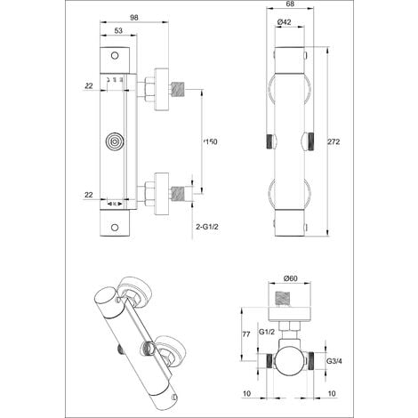 Mitigeur thermostatique de douche BOLEA EUROSANIT