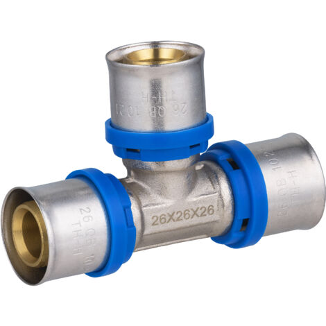 Noyon & Thiebault – Té égal à sertir pour tube multicouche Ø26 – Raccord en inox avec double joint torique – Agrément CSTB – Installation rapide