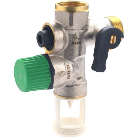 Noyon & Thiebault – Groupe de sécurité siège téflonné NF – Protection chauffe-eau contre surpression – Installation sur conduite d'eau froide – Raccord isolant recommandé